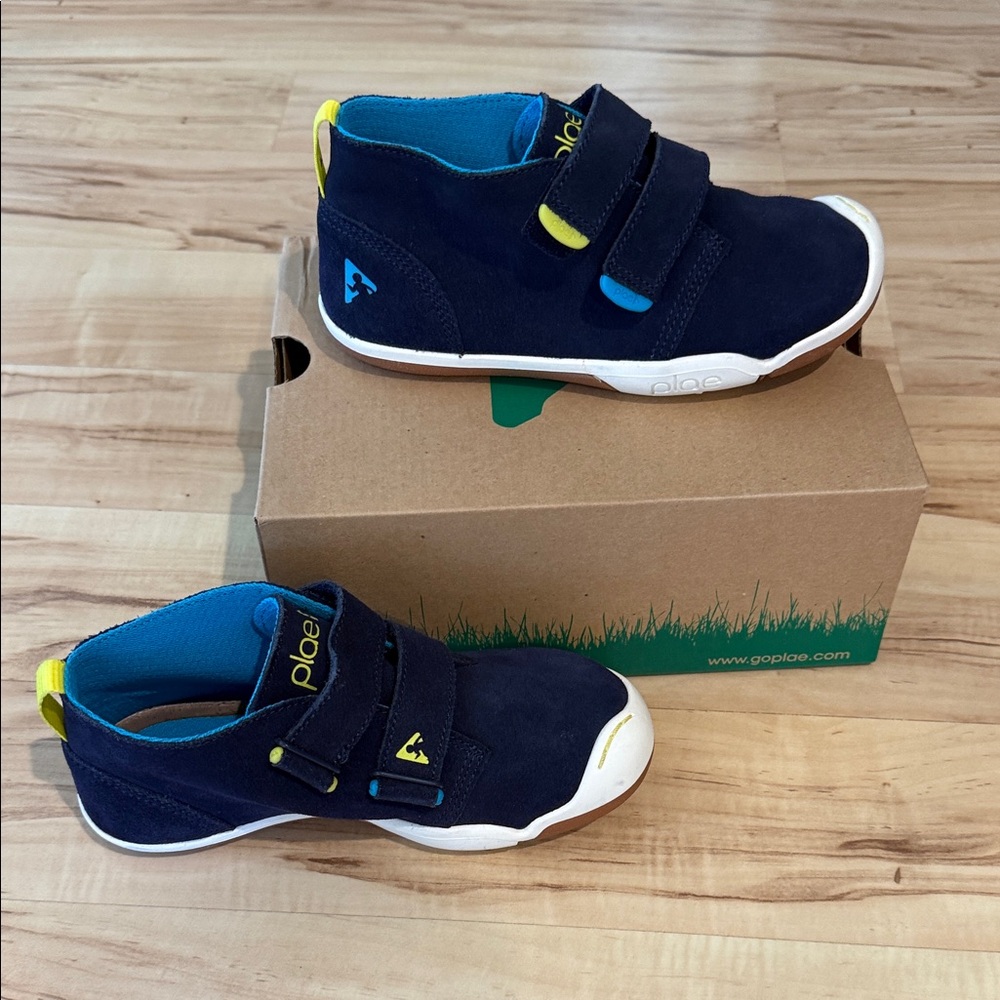 PLAE Kids Navy Blue Sneakers with Bright Blue and Yellow Accents